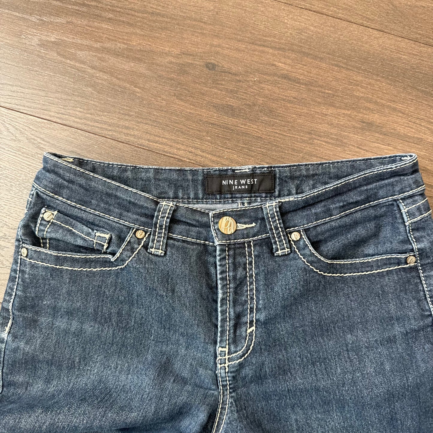 Dark Wash Cuffed Low Rise Denim Capri Jeans