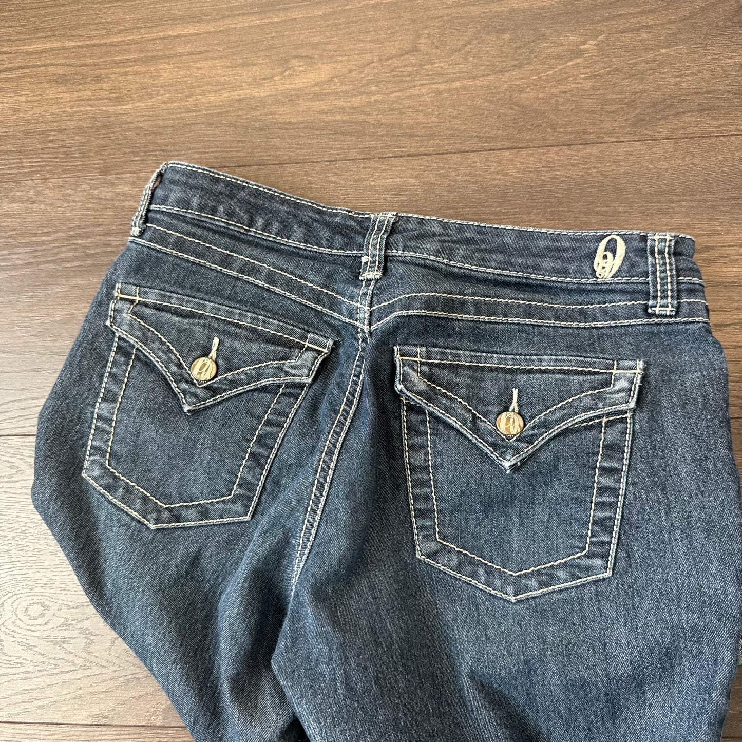 Dark Wash Cuffed Low Rise Denim Capri Jeans