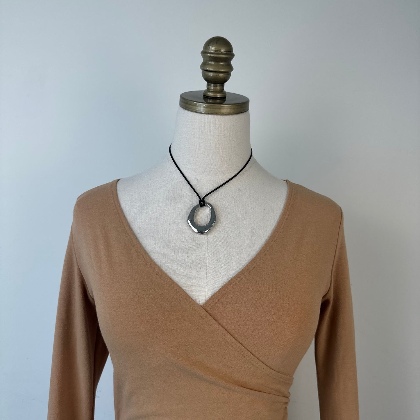 Vintage Tan Bell Sleeve Fitted Ballet Wrap Top