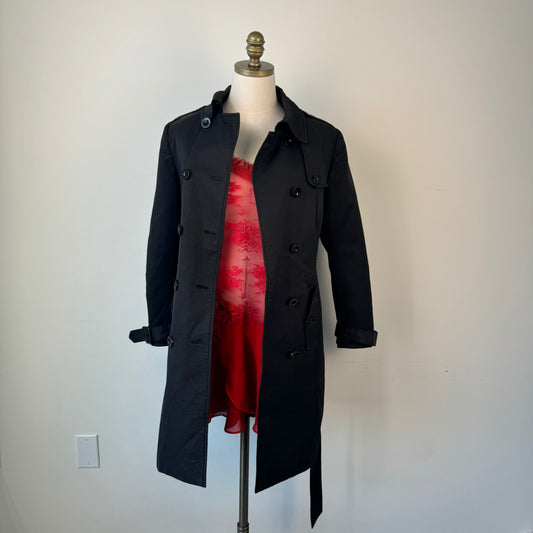 Vintage Black Double Breasted Trench Coat