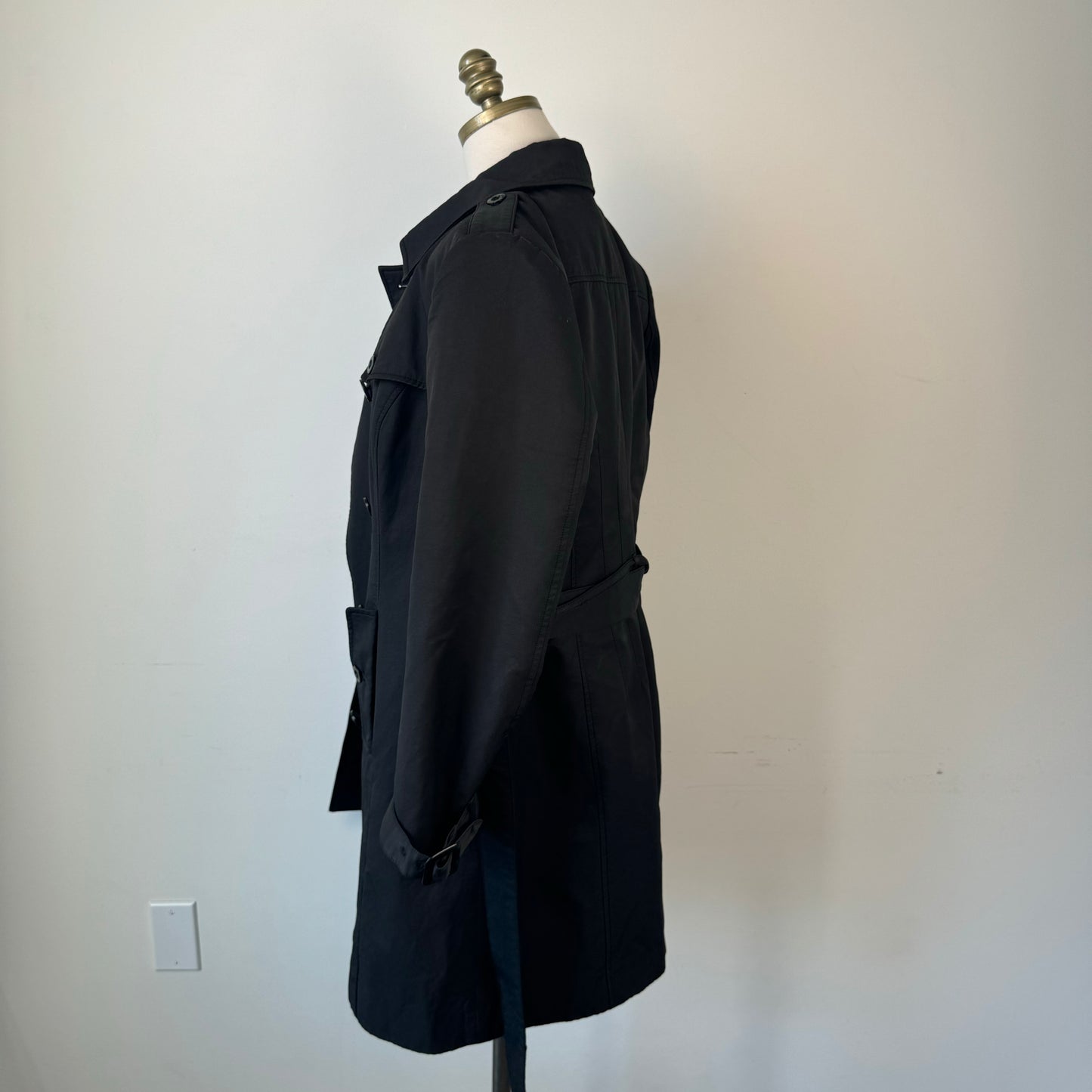 Vintage Black Double Breasted Trench Coat