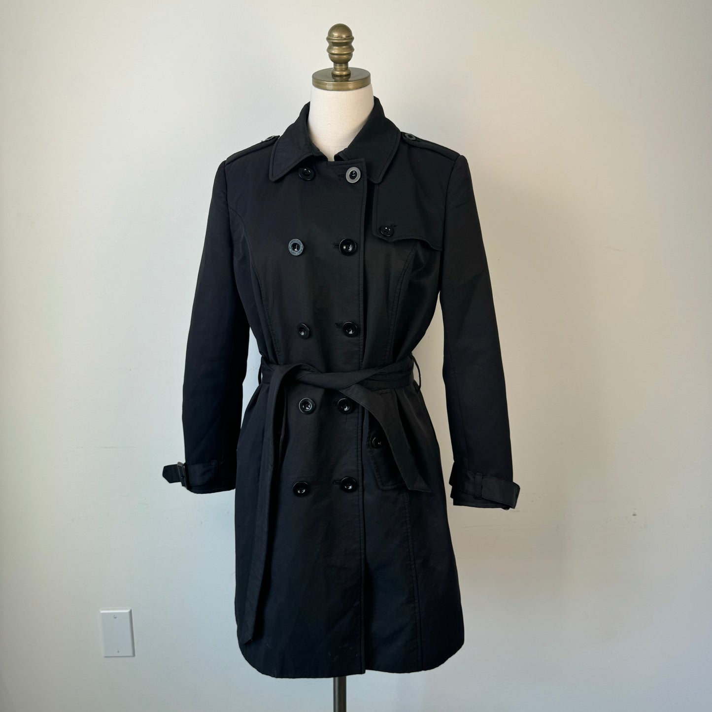 Vintage Black Double Breasted Trench Coat