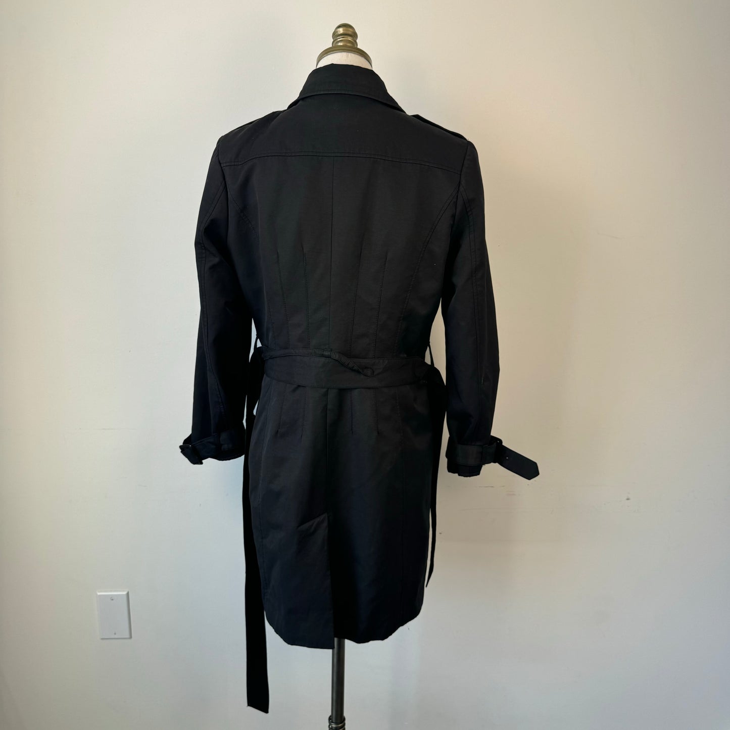 Vintage Black Double Breasted Trench Coat