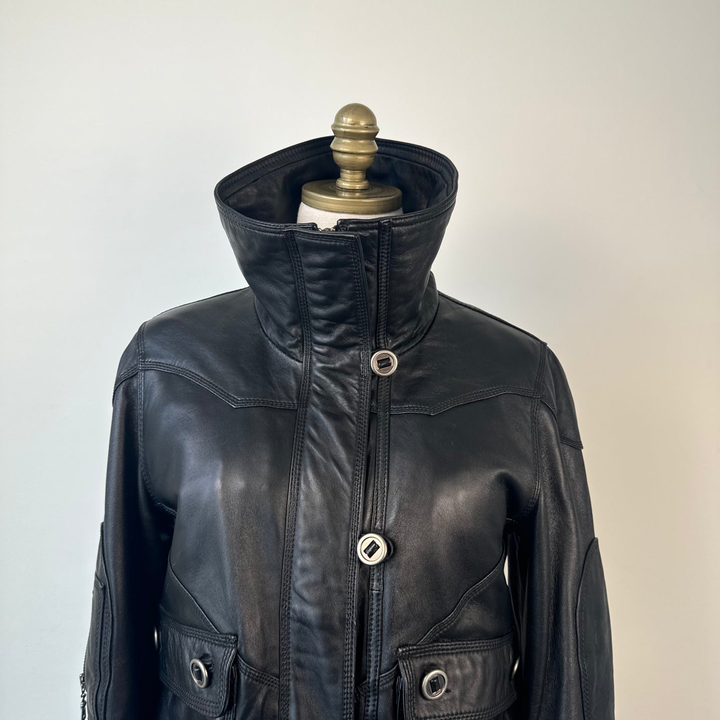 Danier Funnel Neck Bomber Leather Jacket