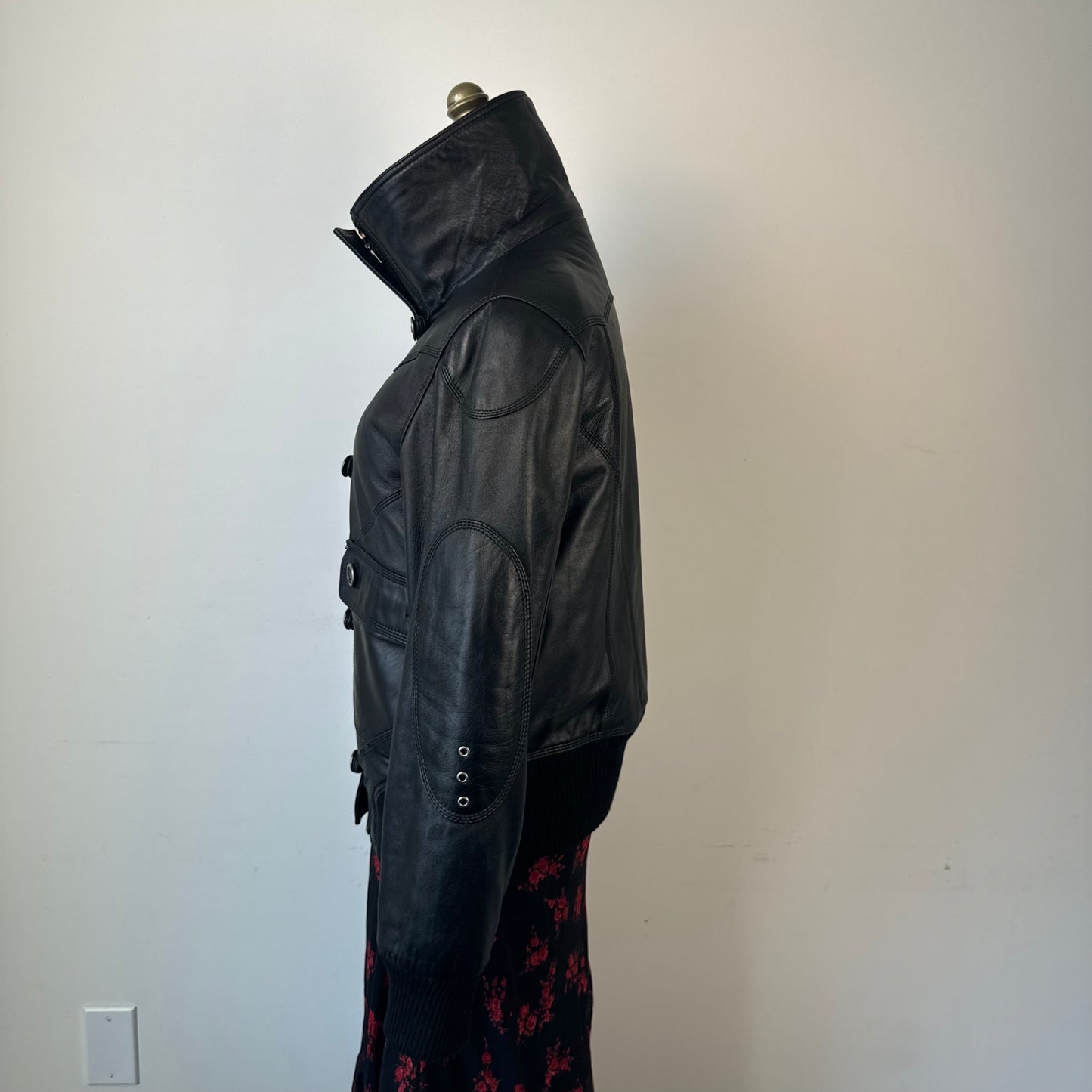 Danier Funnel Neck Bomber Leather Jacket