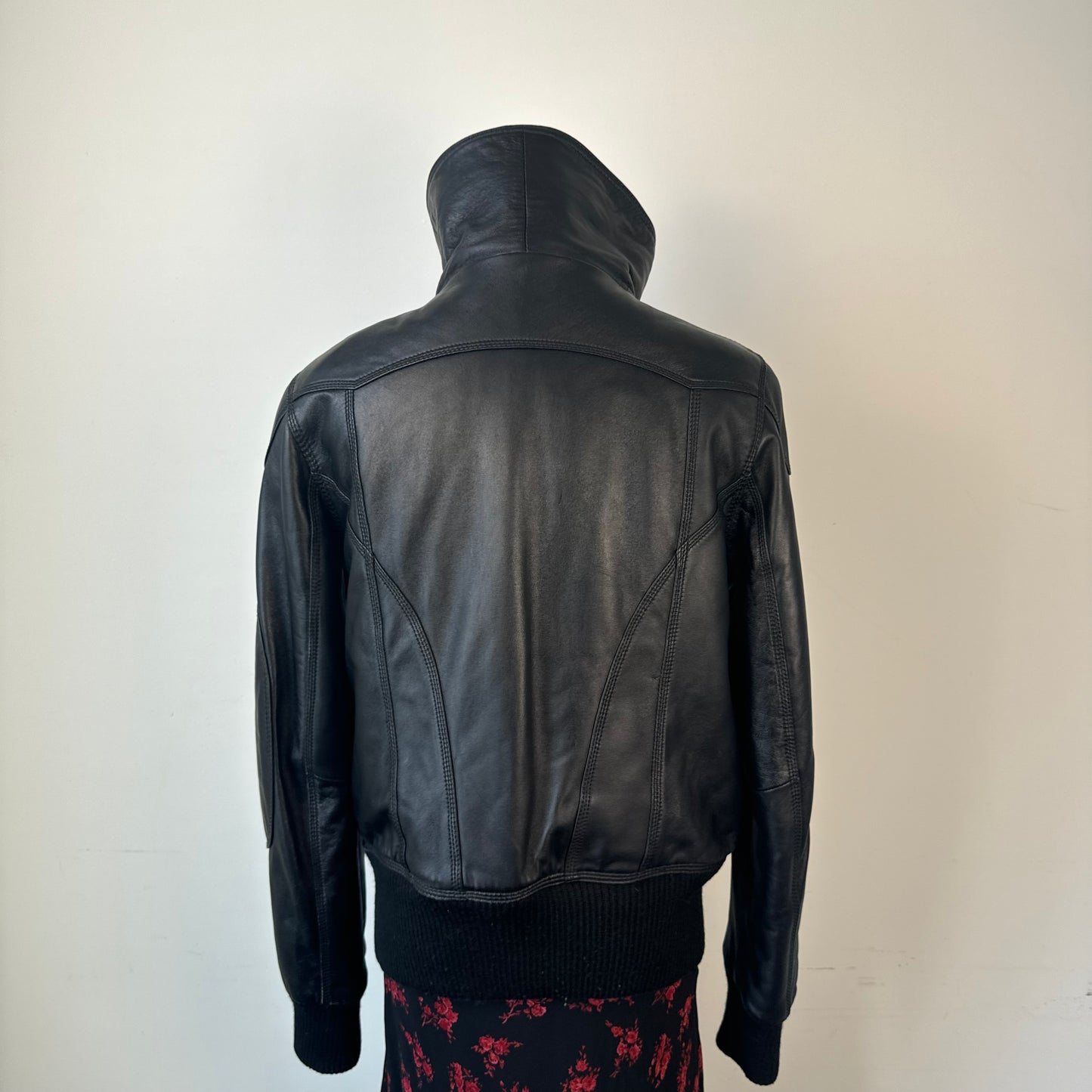 Danier Funnel Neck Bomber Leather Jacket