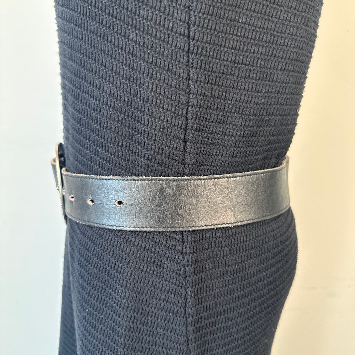 Vintage Thick Leather Silver Buckle Belt