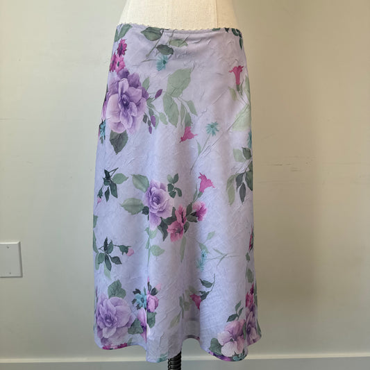 Vintage Violet Chiffon Floral Mesh Midi Skirt