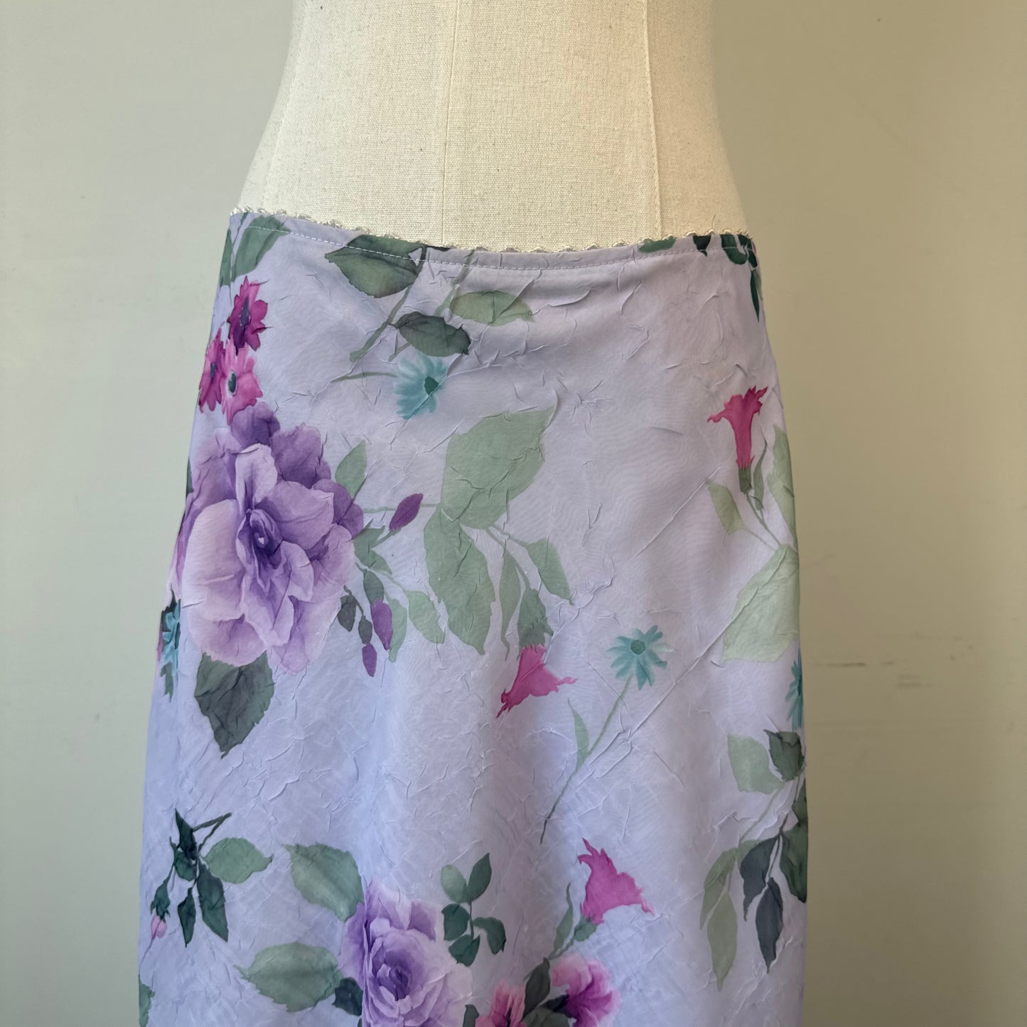 Vintage Violet Chiffon Floral Mesh Midi Skirt