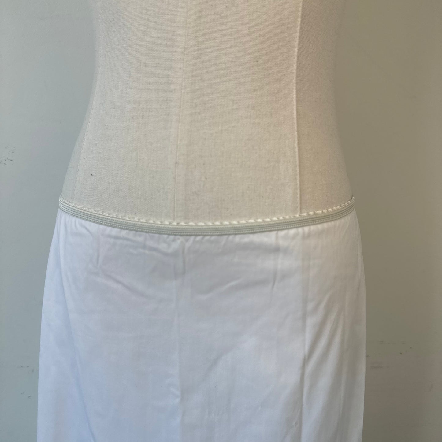 Vintage White Lace Trim Midi Slip Skirt