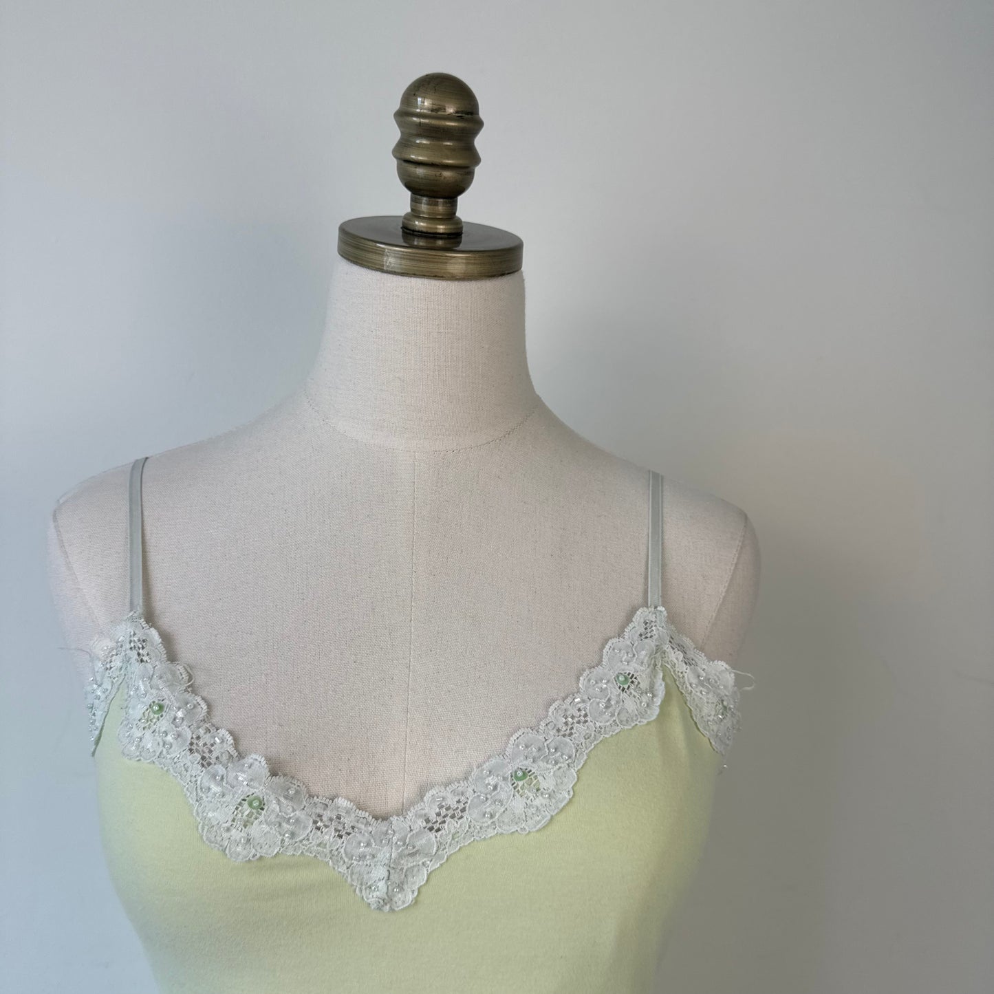 Pastel Green Lace Trim Cami Top