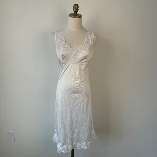 Vintage White Lace Trim Slip Dress