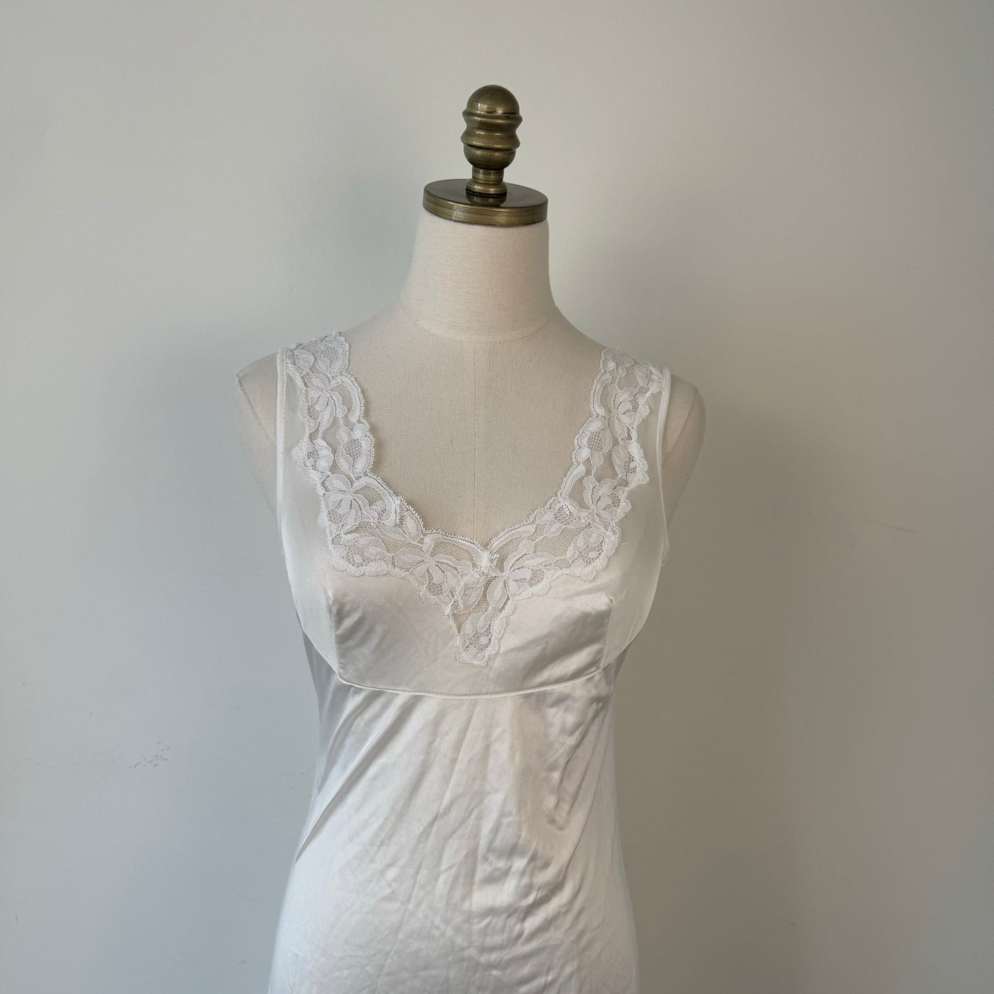 Vintage White Lace Trim Slip Dress