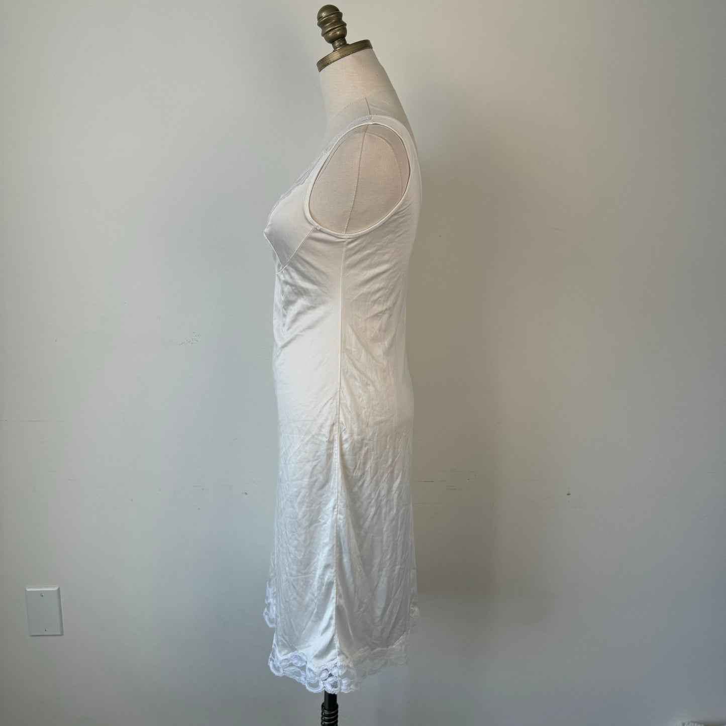 Vintage White Lace Trim Slip Dress