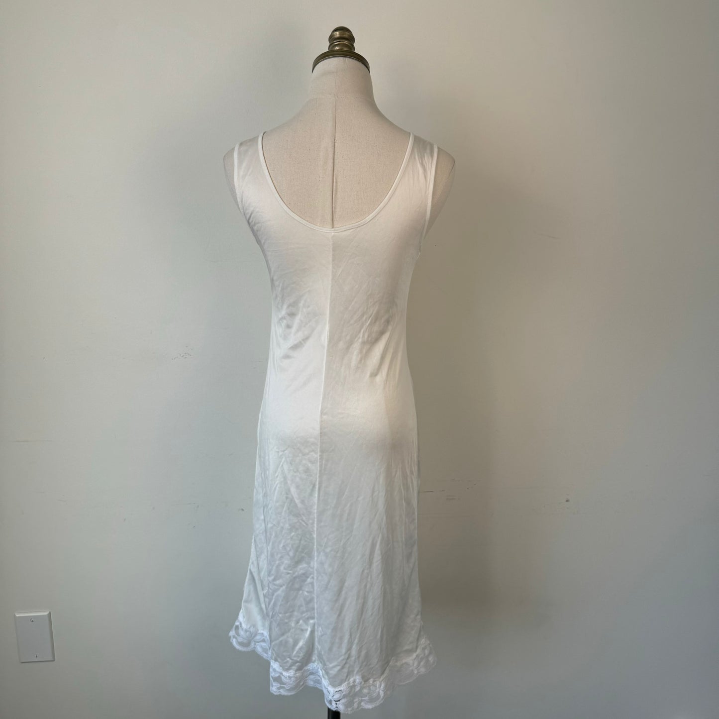 Vintage White Lace Trim Slip Dress