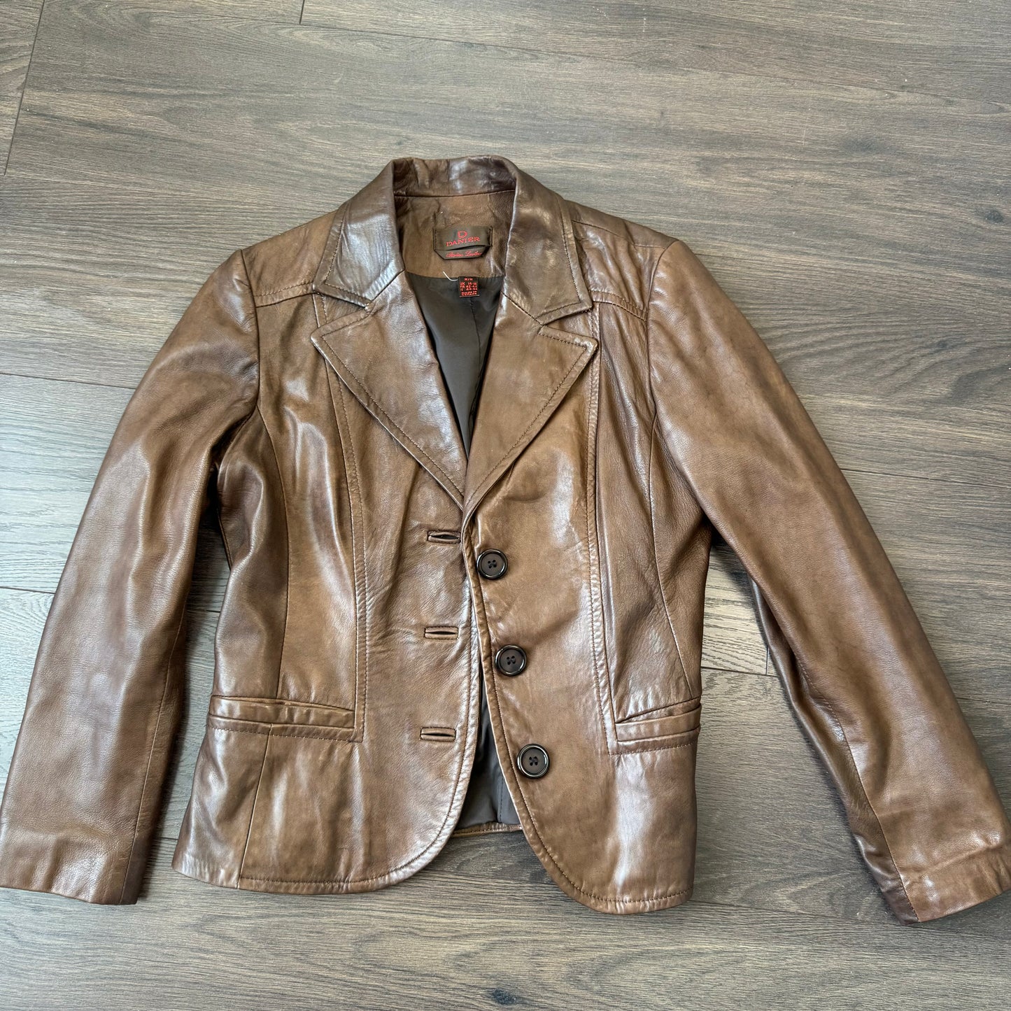 Danier Brown Genuine Leather Button Up Jacket