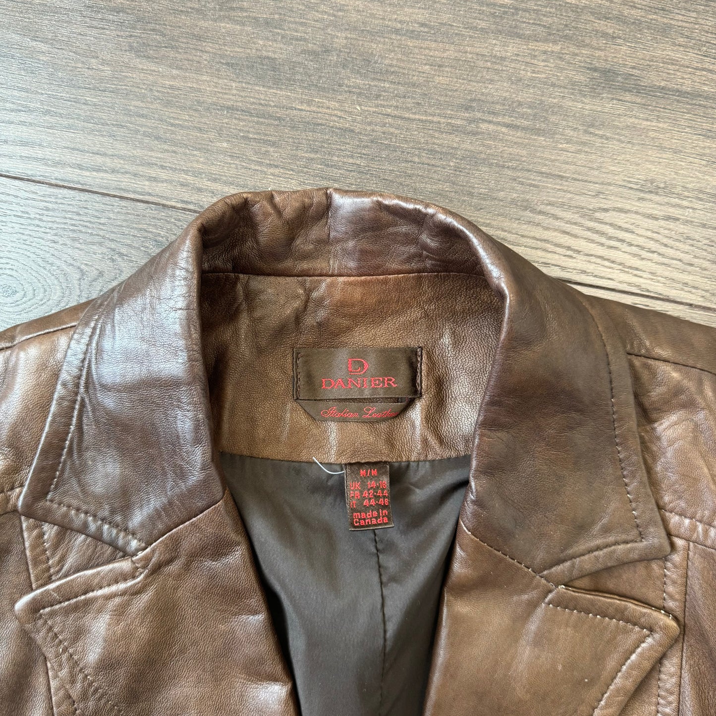 Danier Brown Genuine Leather Button Up Jacket