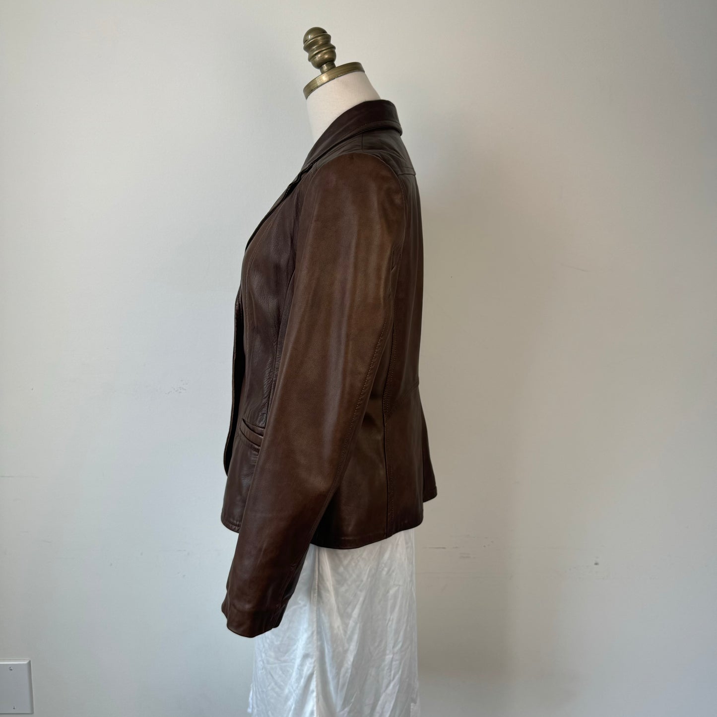 Danier Brown Genuine Leather Button Up Jacket