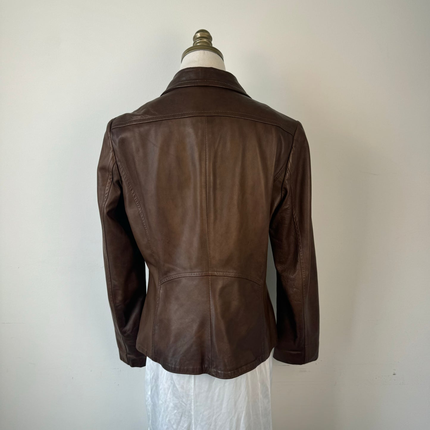 Danier Brown Genuine Leather Button Up Jacket