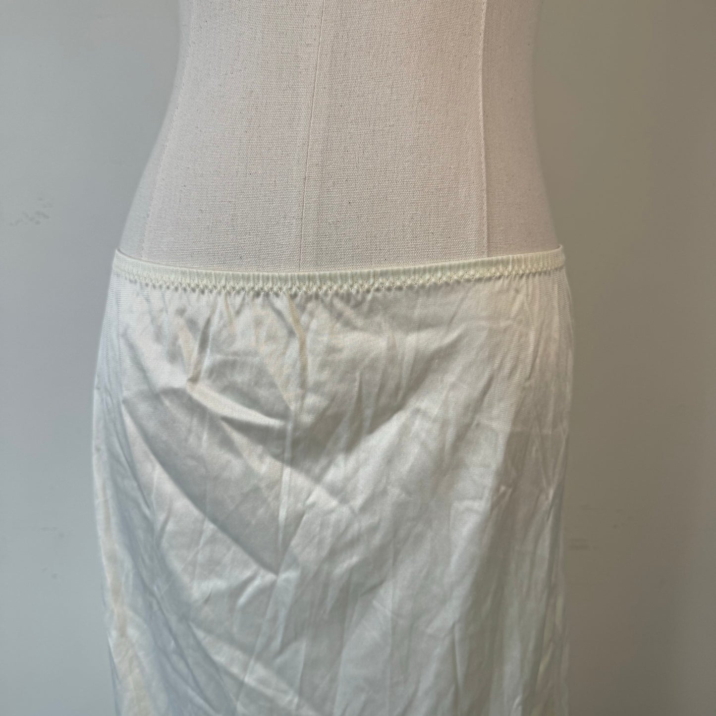 Vintage Cream Nylon Lace Trim Slip Skirt