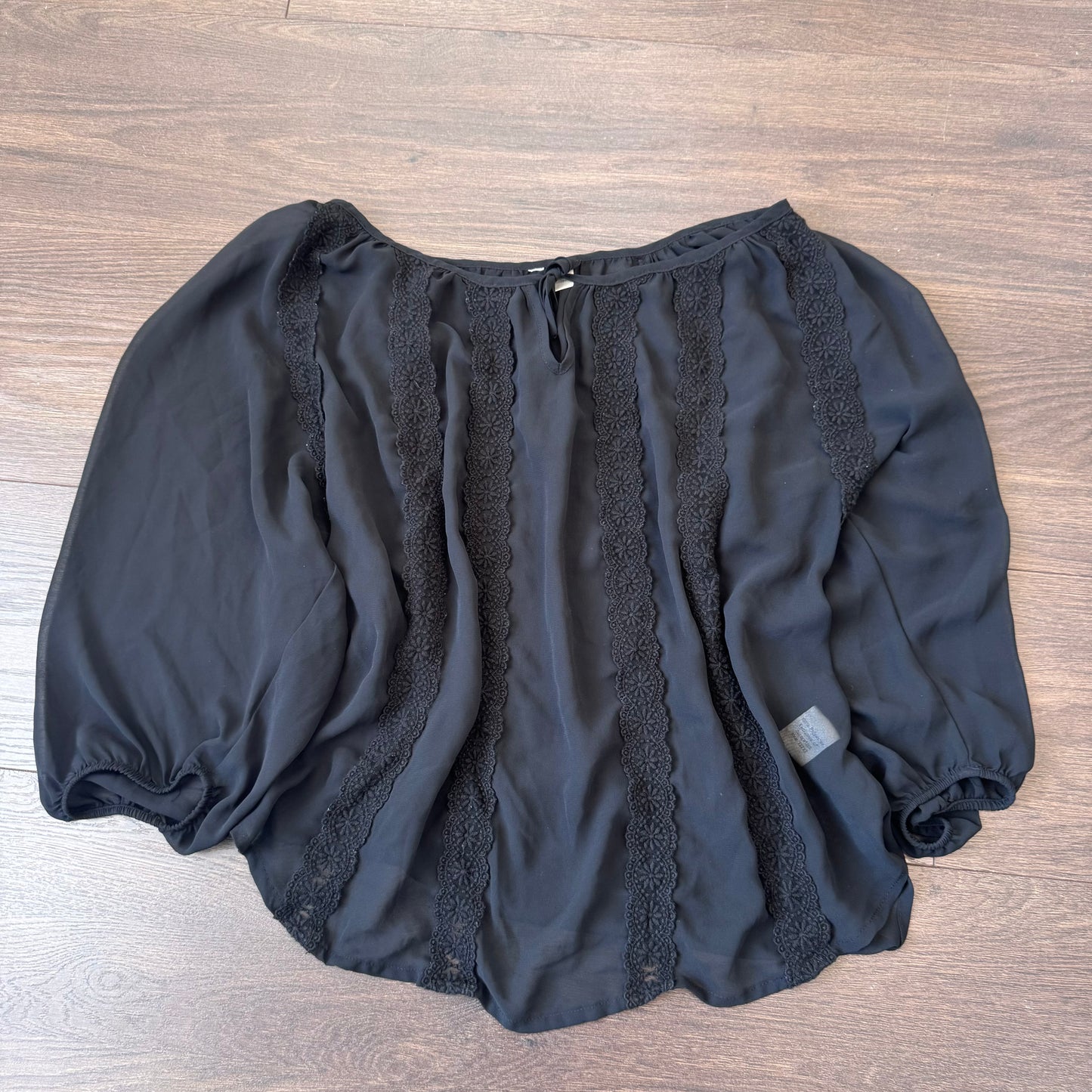 Black Off Shoulder Semi Sheer Chiffon Blouse