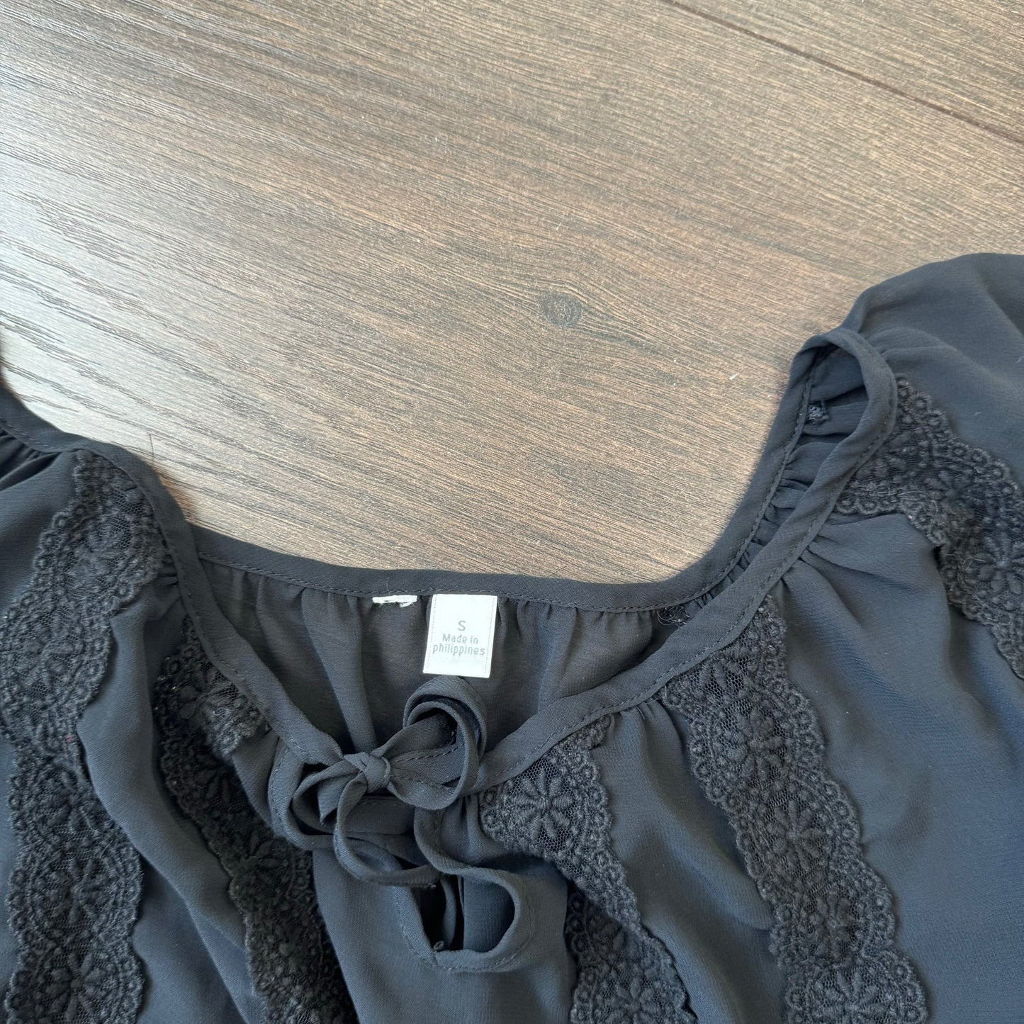 Black Off Shoulder Semi Sheer Chiffon Blouse