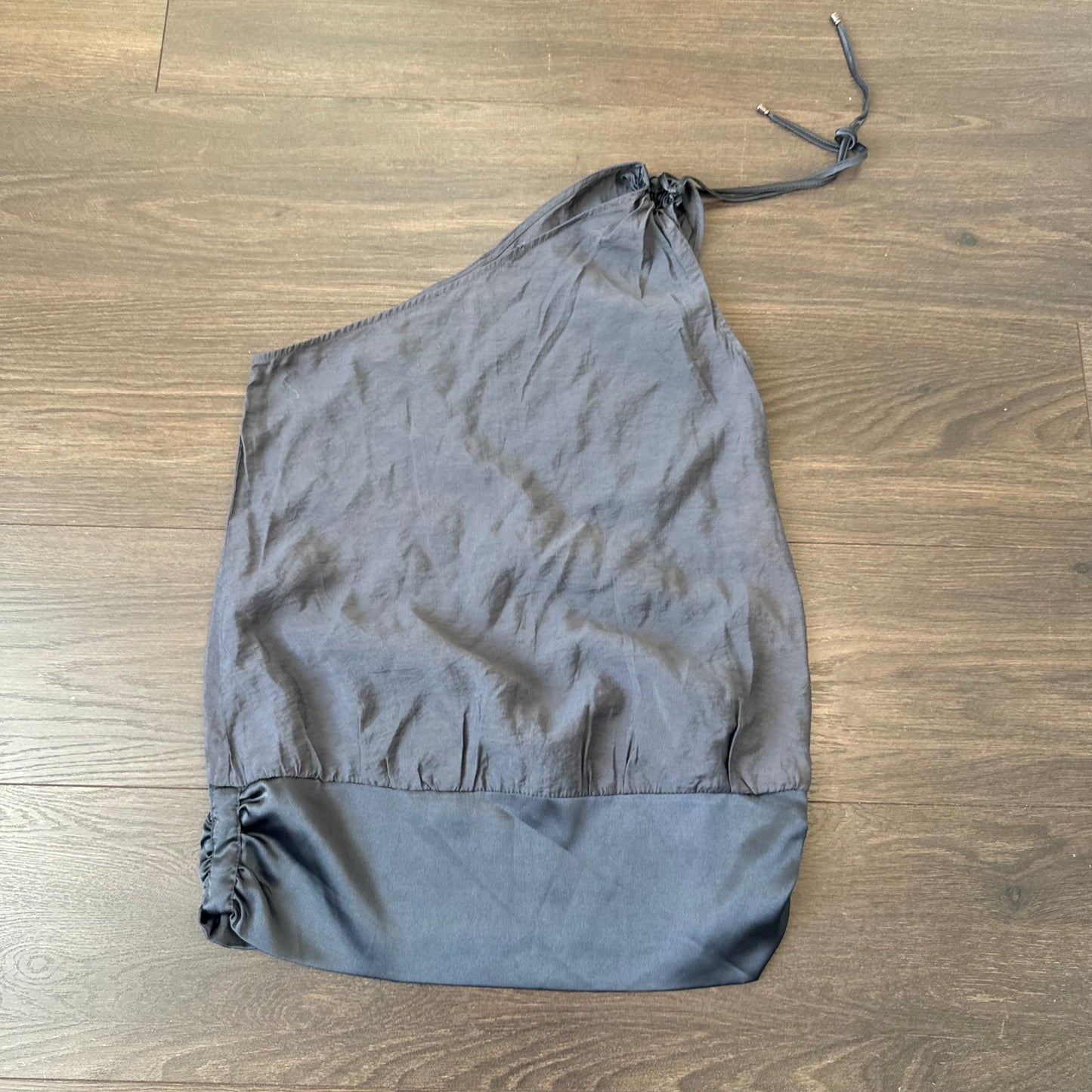 Vintage Dark Grey Purple Satin One Shoulder Dolman Top