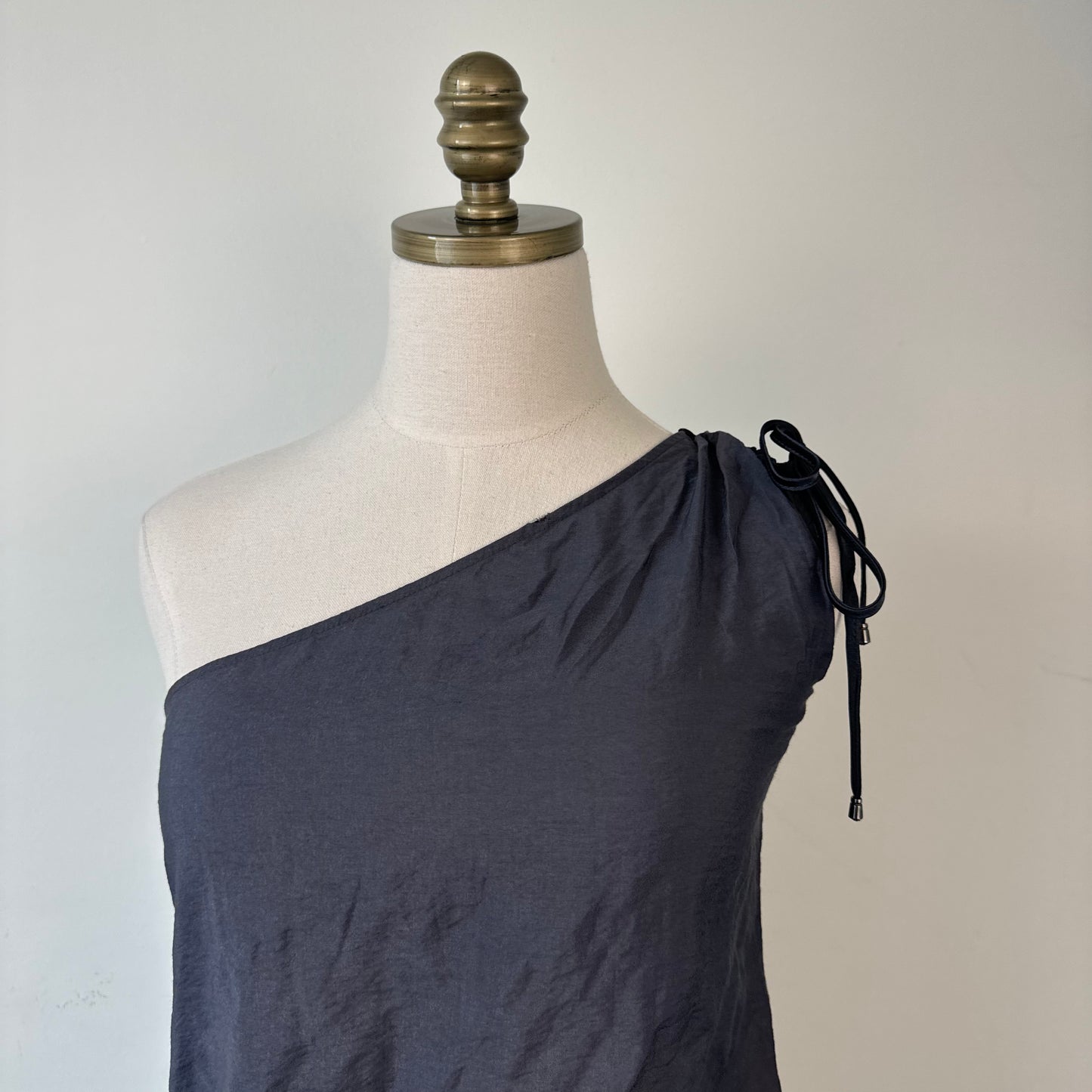 Vintage Dark Grey Purple Satin One Shoulder Dolman Top