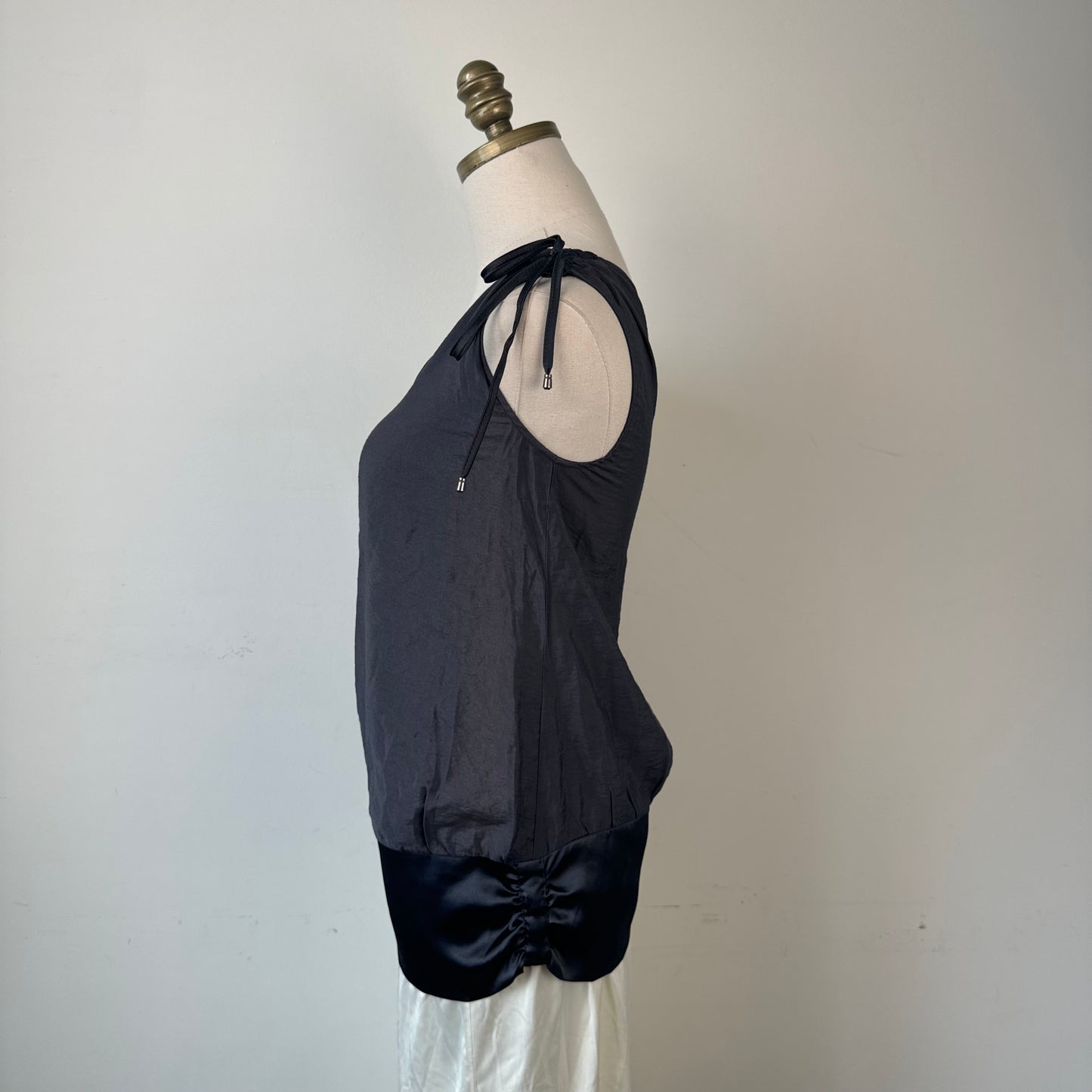 Vintage Dark Grey Purple Satin One Shoulder Dolman Top