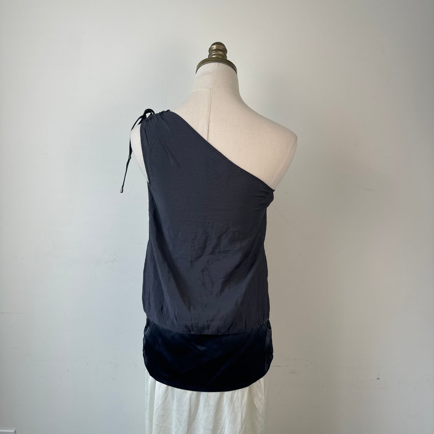 Vintage Dark Grey Purple Satin One Shoulder Dolman Top