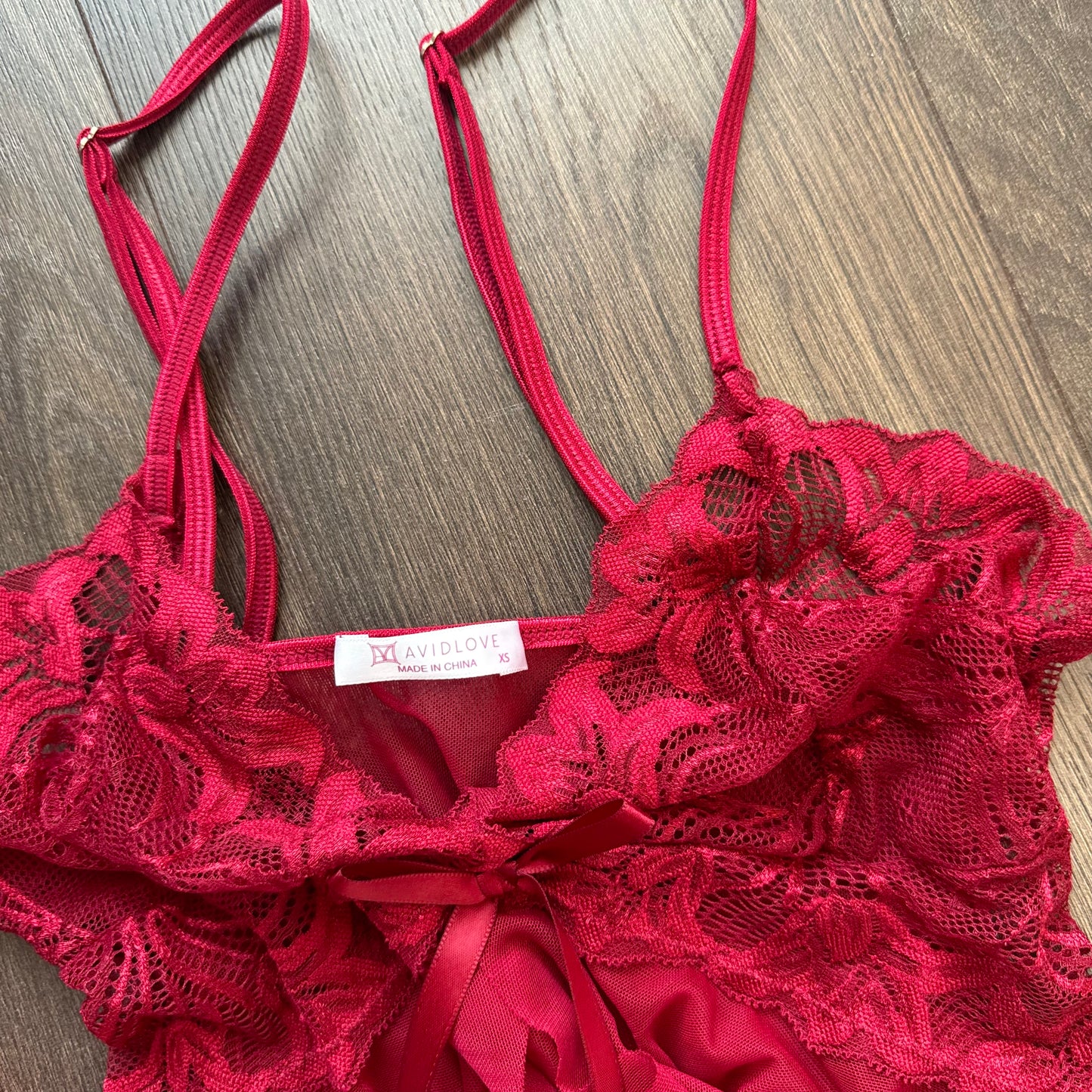 Cherry Red Babydoll Mesh Slip Top