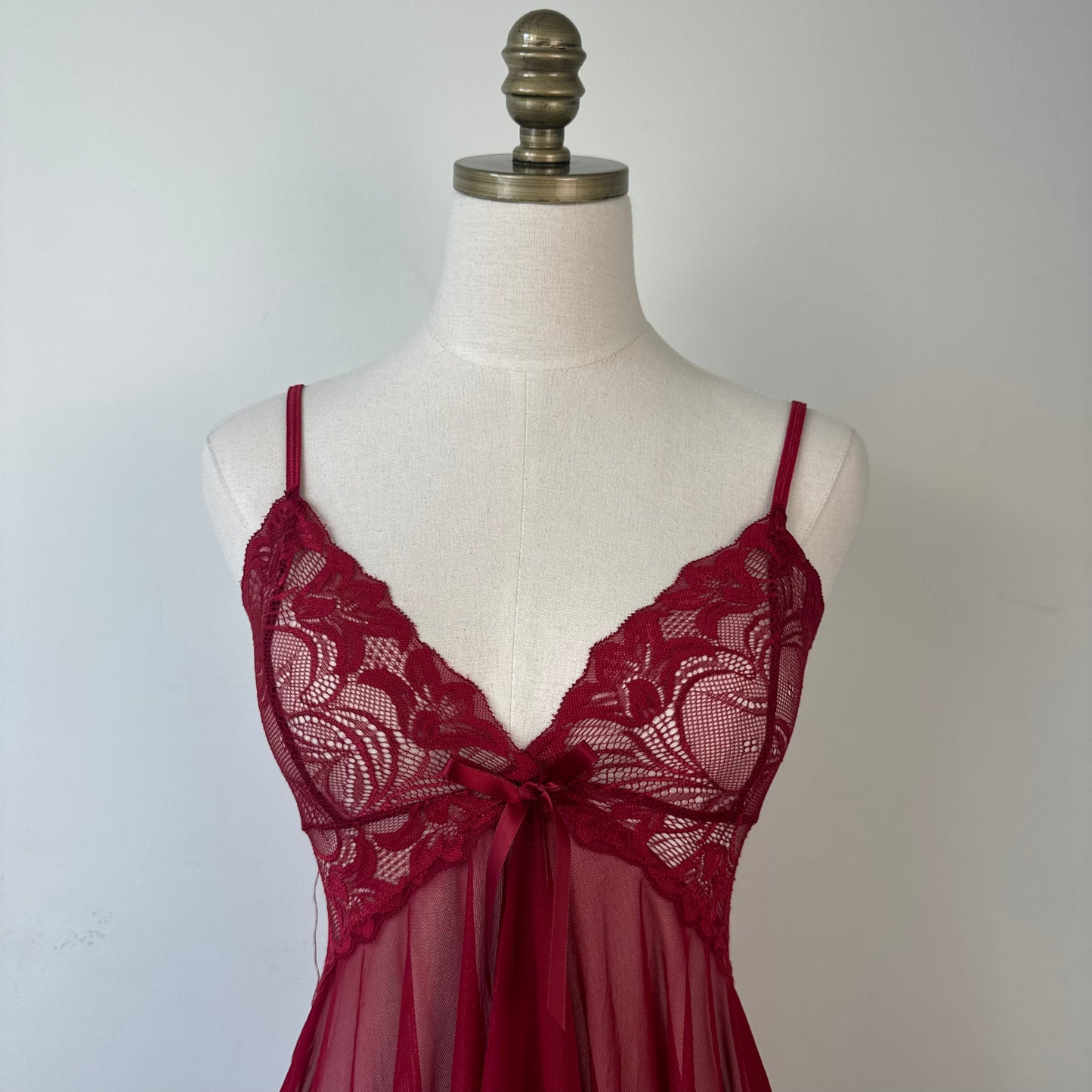 Cherry Red Babydoll Mesh Slip Top