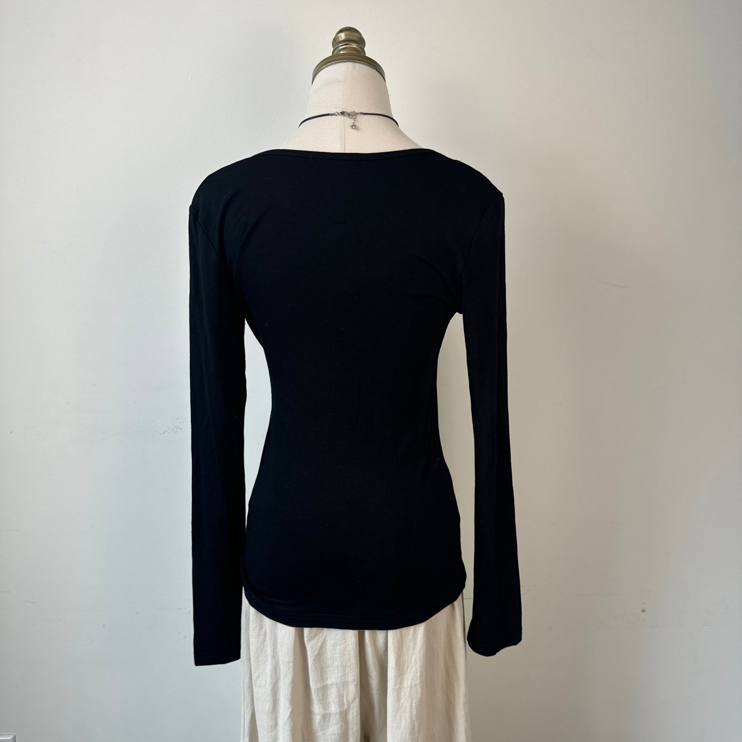 Black Fitted Wrap Cinched Waist Top