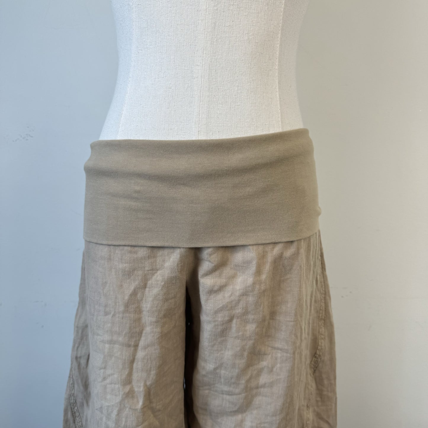 Vintage Yogi Natural Linen Low Rise Flared Trousers – view 12