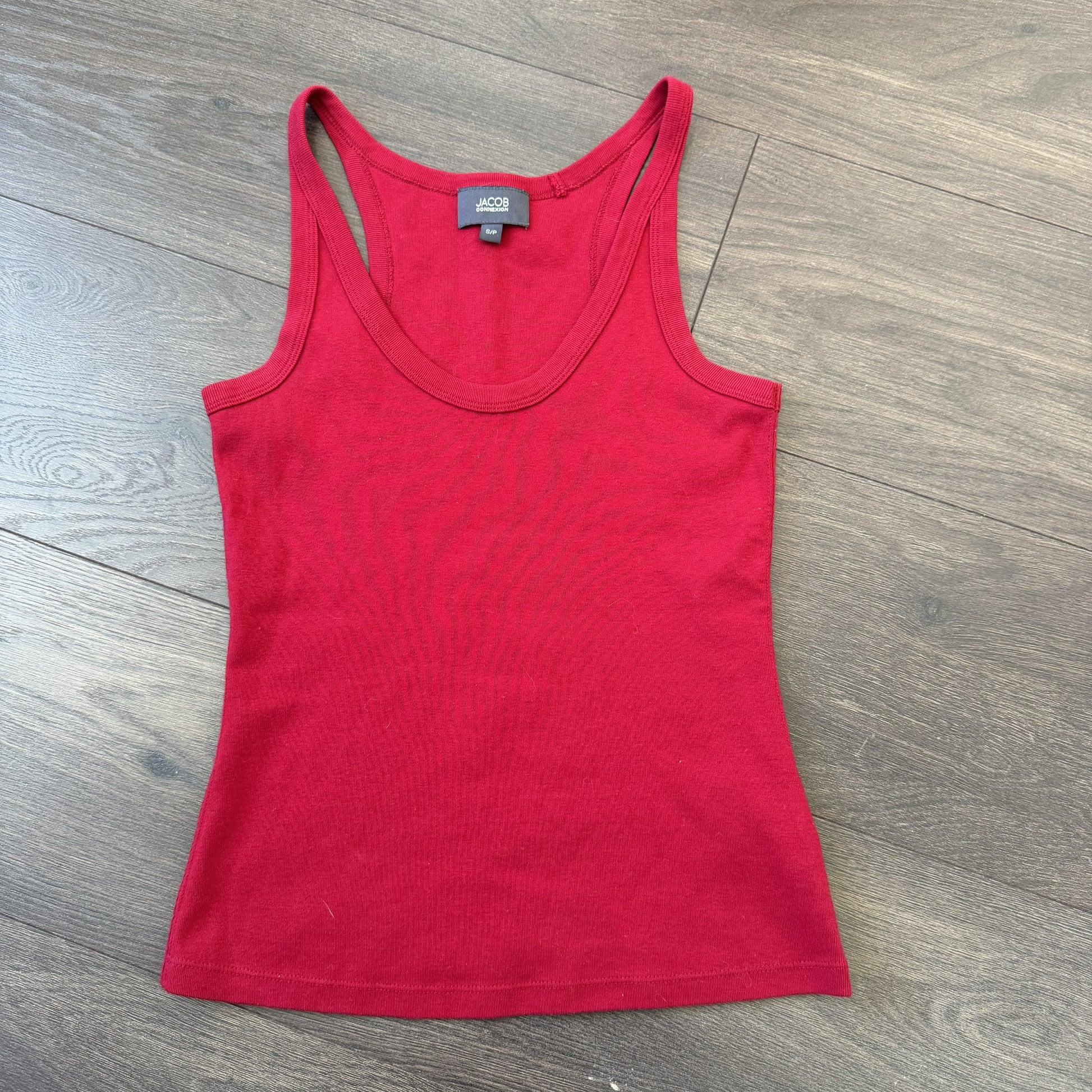 90s Jacob Connexion Red Cotton Racer Back Tank Top – view 8