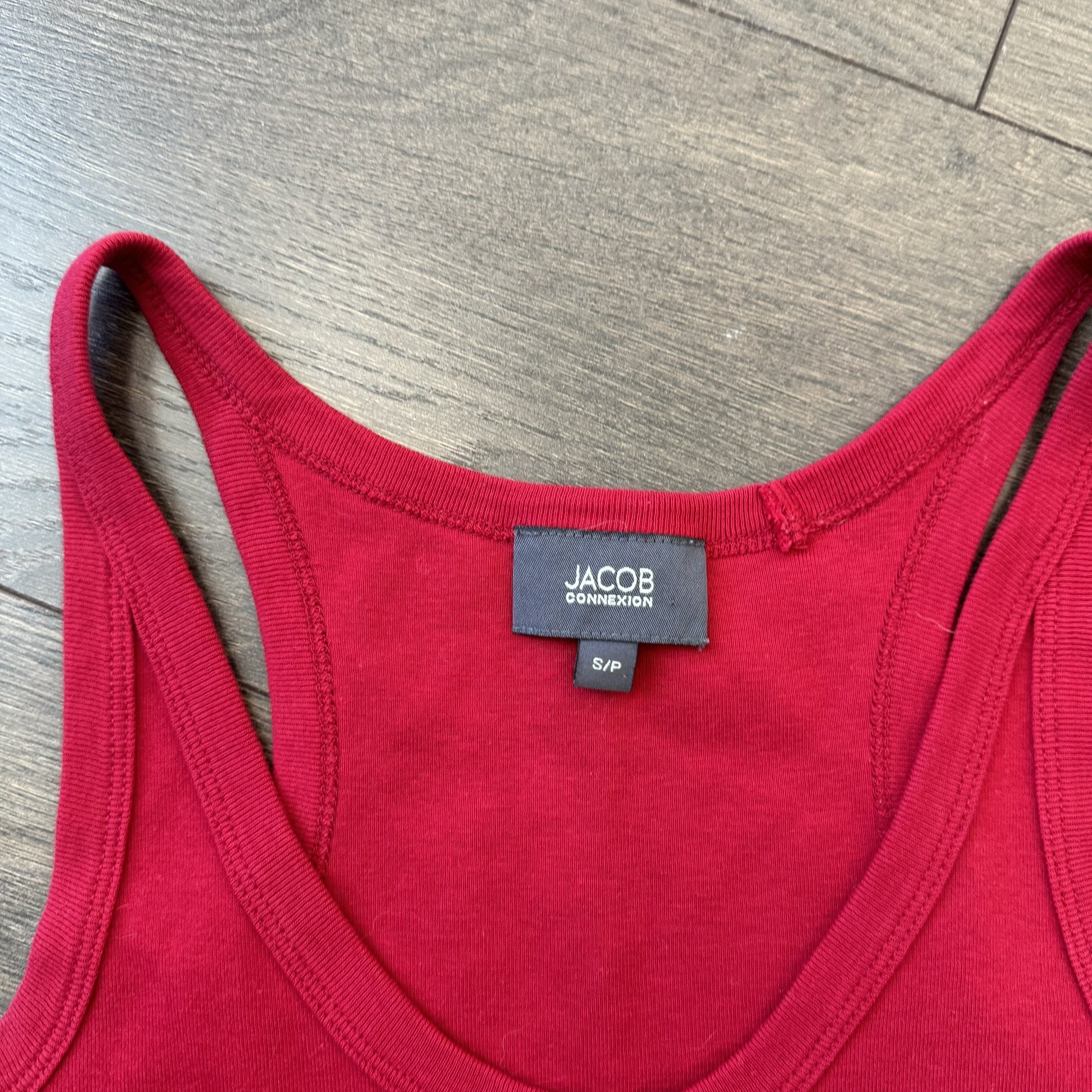 90s Jacob Connexion Red Cotton Racer Back Tank Top – view 4