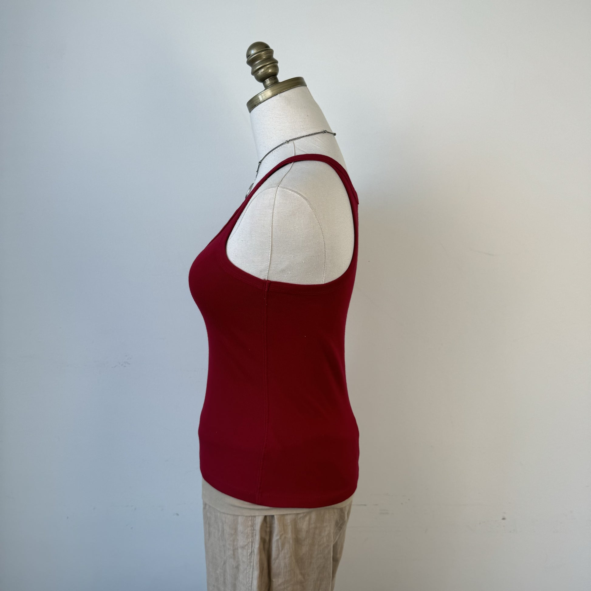 90s Jacob Connexion Red Cotton Racer Back Tank Top – view 2