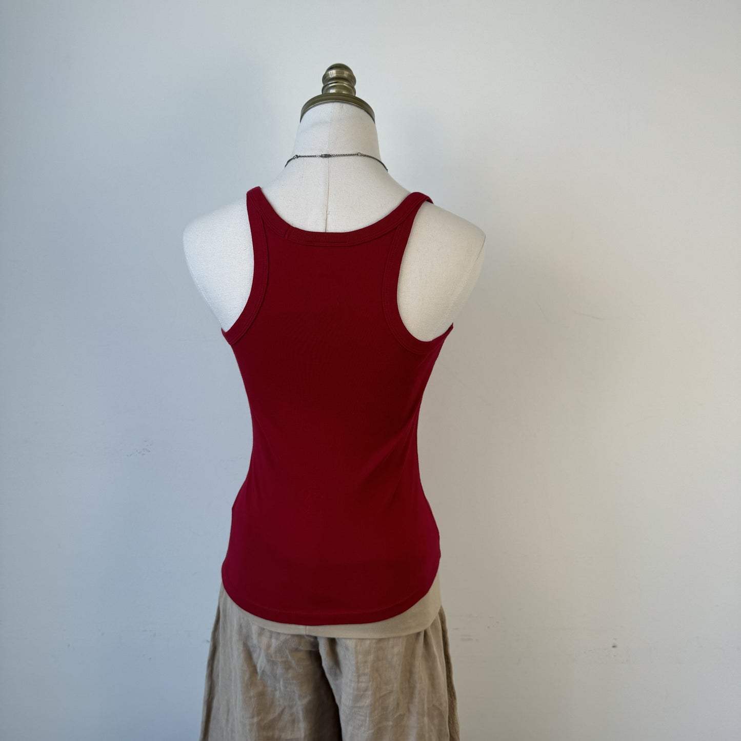 90s Jacob Connexion Red Cotton Racer Back Tank Top – view 3