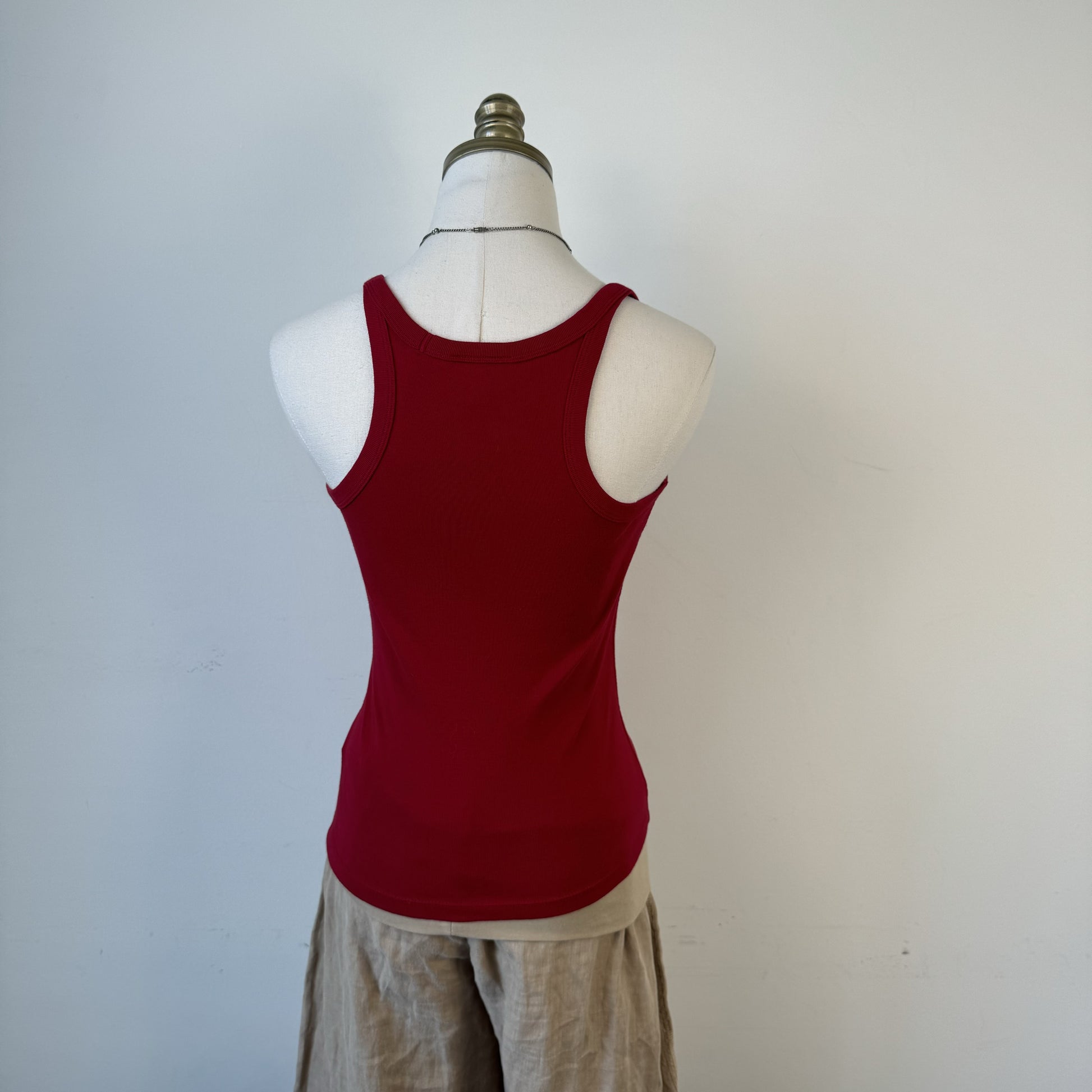 90s Jacob Connexion Red Cotton Racer Back Tank Top – view 3