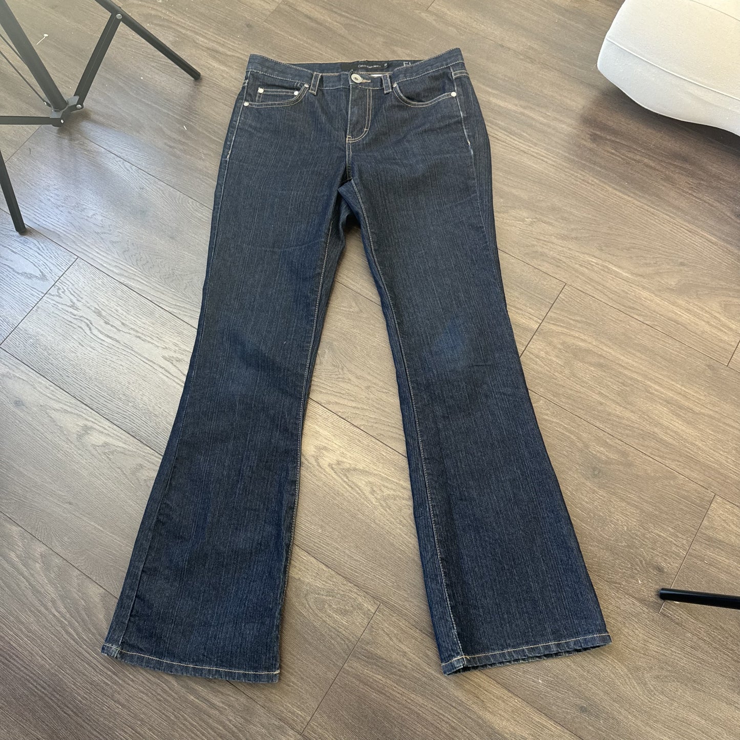 Calvin Klein Dark Wash Mid Rise Flared Jeans – view 8