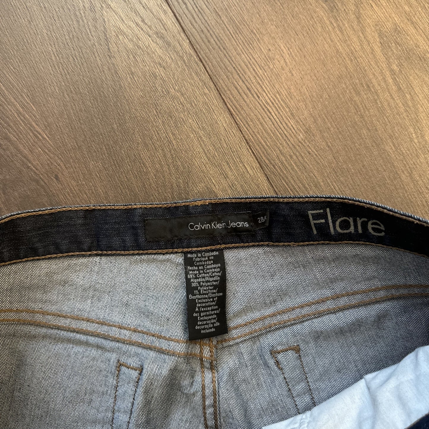Calvin Klein Dark Wash Mid Rise Flared Jeans – view 5