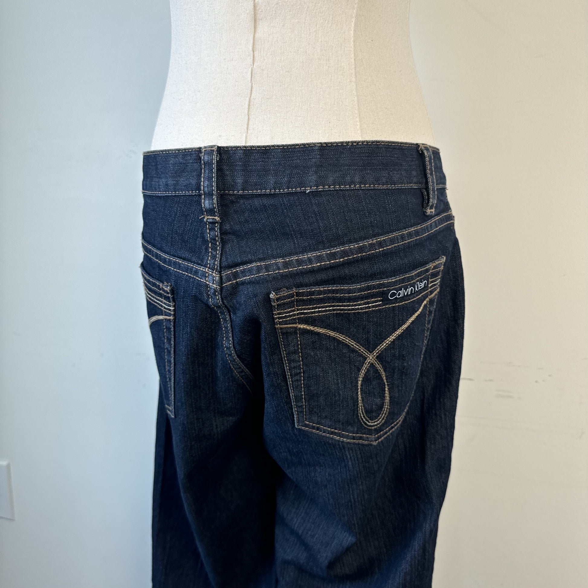 Calvin Klein Dark Wash Mid Rise Flared Jeans – view 3