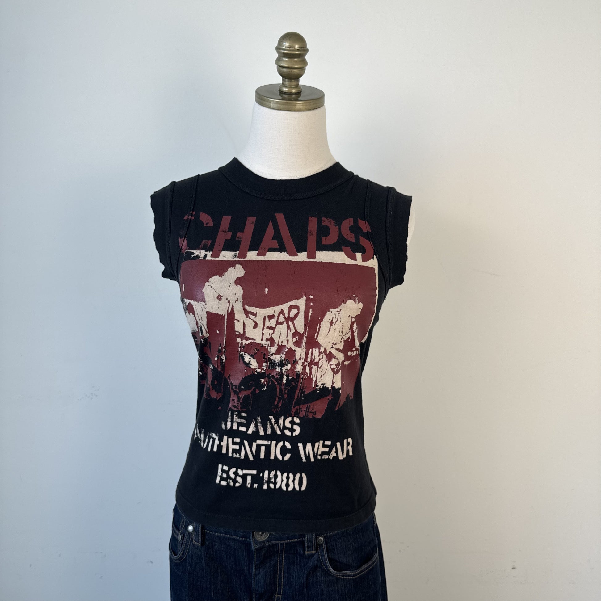 Vintage Chaps Jeans Sleeveless High Neck Graphic Tee – view 2