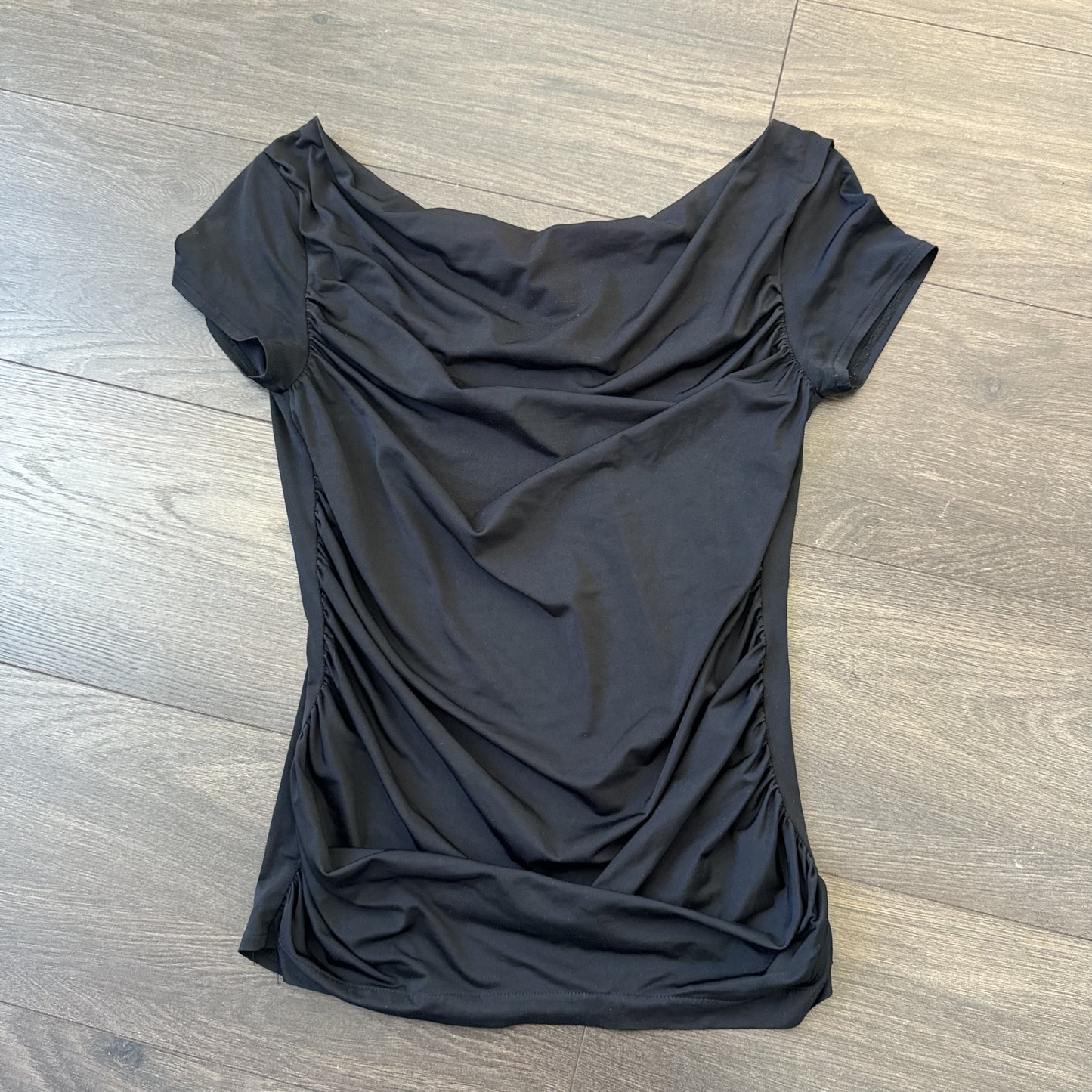 90s Black Ruched Off Shoulder Fitted Top – view 11