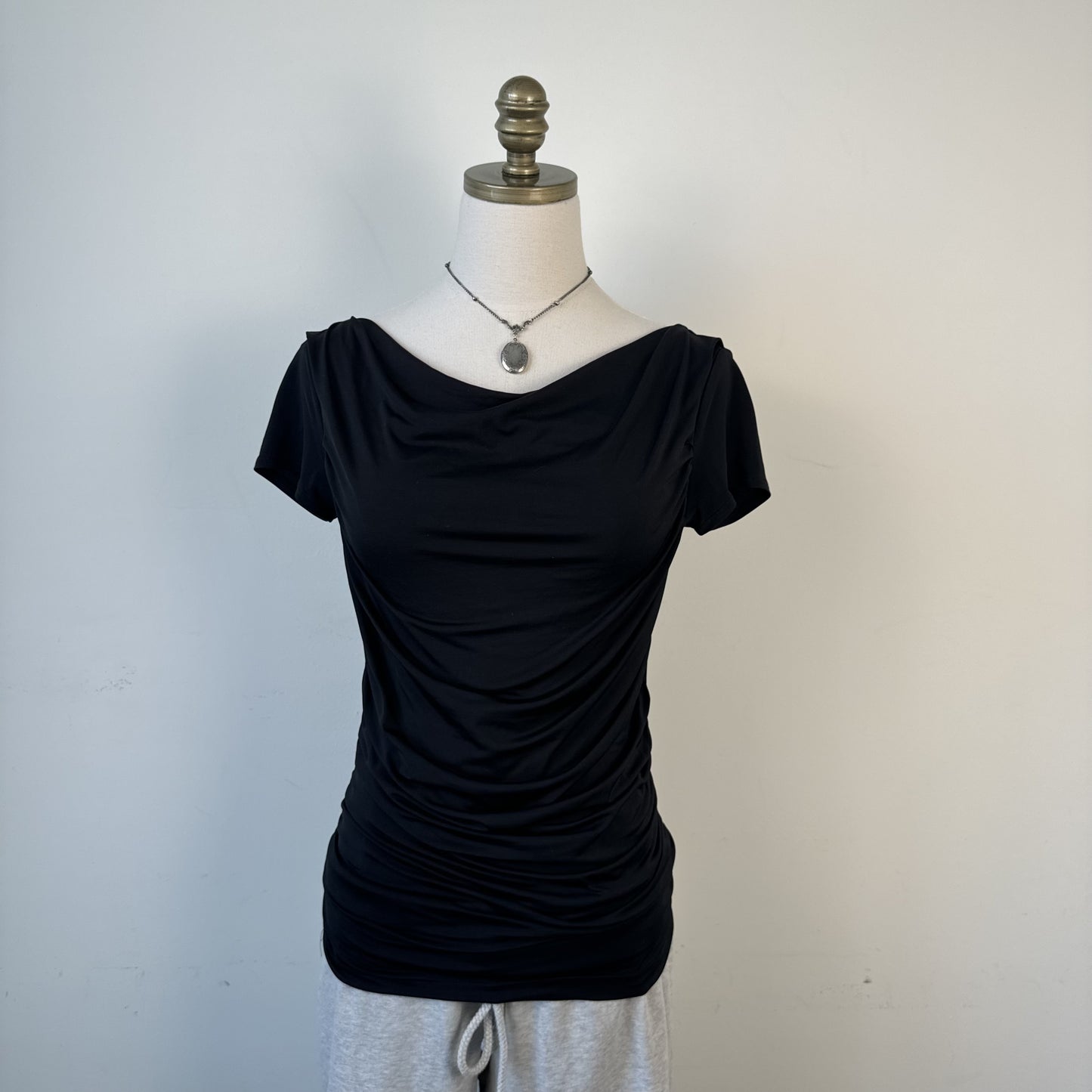 90s Black Ruched Off Shoulder Fitted Top – view 7