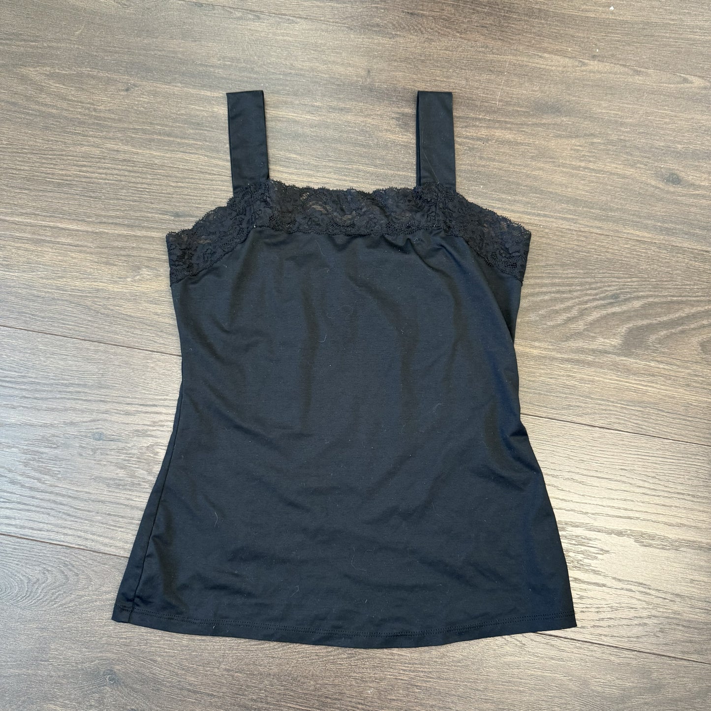 Jones New York Black Lace Trim Fitted Tank Top – view 9