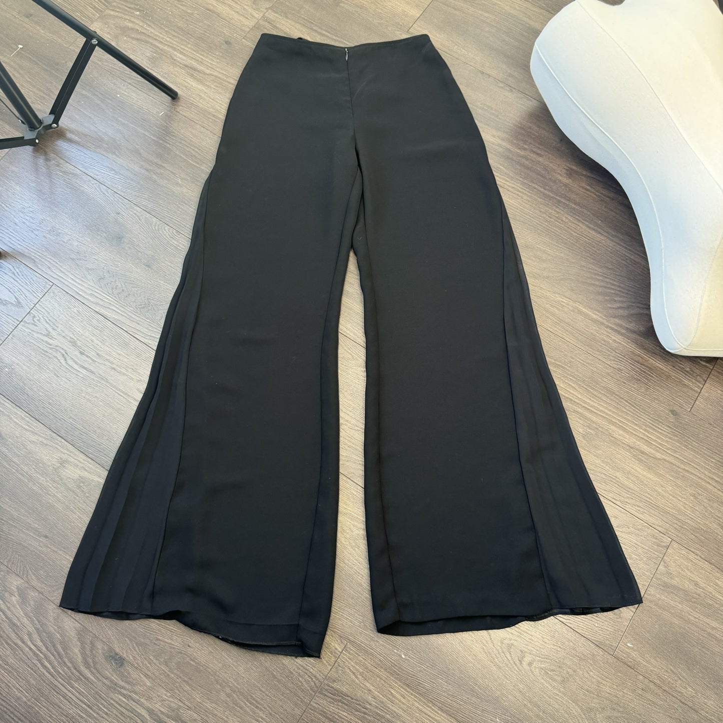 Vintage Joseph Ribkoff Black Flared High Waisted Chiffon Trousers – view 12