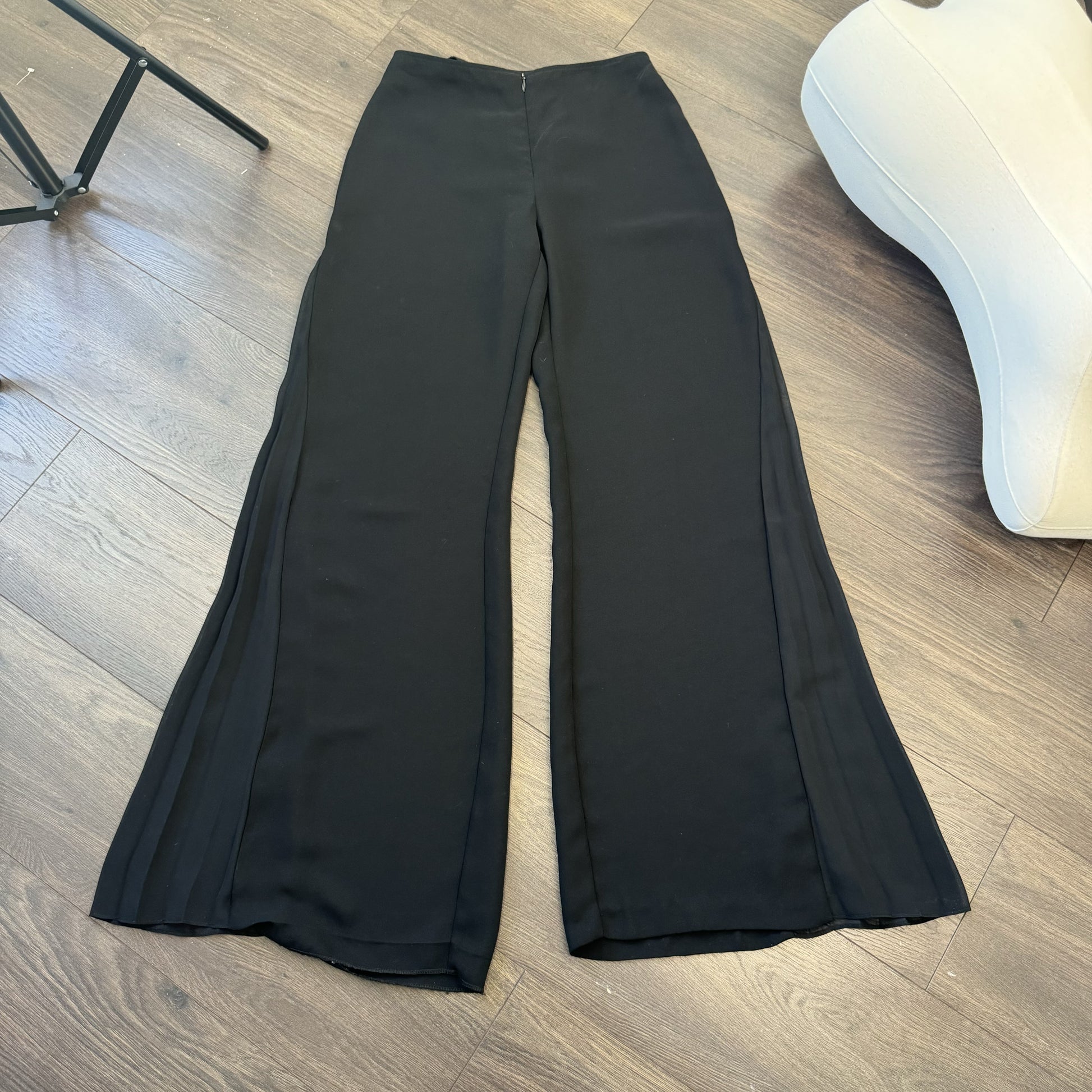 Vintage Joseph Ribkoff Black Flared High Waisted Chiffon Trousers – view 12