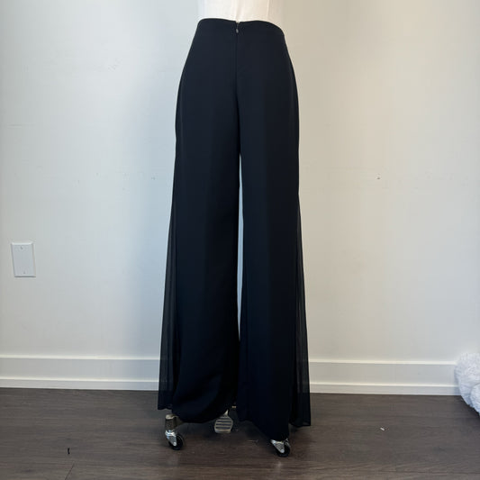 Vintage Joseph Ribkoff Black Flared High Waisted Chiffon Trousers