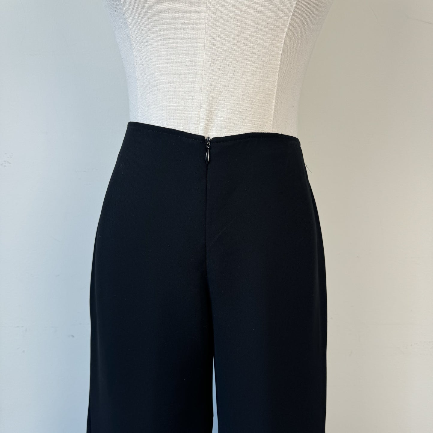 Vintage Joseph Ribkoff Black Flared High Waisted Chiffon Trousers – view 3
